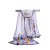 Foulard léopard de Style occidental pour femmes, en mousseline de soie, châles fins et enveloppes, Foulard à fleurs, étoles Hijab