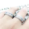 Wholesale 100pcs/Lot Fashion Stainless Steel Spin Band Rings Black Etched Mixed Patterns Jewelry Mens Womens Rotatable Party Ring Wholesale Lots