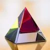 H&D Crystal Iridescent Pyramid Art Decor Energy Healing Figurine Feng Shui Paperweight Home Living Room Decoration (Multi Color) T200331