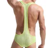 Hommes G-Strings Sexy Barboteuses Gilet Triangle Maille Gaze U Poche Convexe Transparent Tentation Fesses Sports Respirant Multicolore