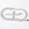 Hip Hop Micro Pave Zirkoon Kruis hanger Zirkoon Crystal Custom Grootte tennisketen ketting ijs uit herenjuwelen 201014