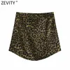 Zevity Women High Street Leopard Print Side Zipper Sexy Mini Skirt Faldas Mujer LadiesソフトカジュアルスリムシックなVestidos Qun865 220216