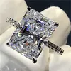 Cut 3ct Lab Radiant Diamond Ring стерлингового серебра 925 Bijou Engagement Обручальное кольцо Кольца для женщин Свадебная вечеринка Ювелирные изделия