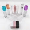 Clear Mini Gloss Tube Пустые бальзам для губ Контейнеры с черным / красным / фиолетовым / розовым крышкой для образцов помады