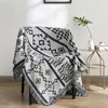 Decken aus 100 % Baumwolle für Stuhl, Sofa, Bett, 90 x 90 cm, schwarz, gestrickt, geometrisch bedruckt, Handtuchdecken, dick, Heimdekoration, Überwürfe, Decke LJ201127