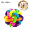 Benepaira Colorido Bell Borracha Bola Nontoxic Mordida Resistente Pet Chew Brinquedos Dentes Limpeza Filhote de Cachorro Game Play para pequenos cães grandes LJ201125