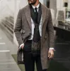 Winter-Tweed-Herrenanzüge für Hochzeit, Bräutigam, Smoking, maßgeschneidert, modisch, langer Mantel, Anzug, Party, Abschlussball, Blazer, nur eine Jacke