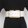 Women's runway fashion gold buckle genuine leather Cummerbunds female Dress Corsets Waistband Belts decoration wide belt TB1258