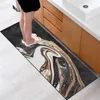 Alfombras Alfombra negra Corredor para dormitorio Mármol de lujo Cocina Alfombra de piso Antideslizante Mesita de noche Alfombra suave Microfibra larga Wahsble Doormat