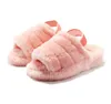 Femmes pantoufles à fourrure peluches ouais diapositives sandale Australie floue maison douce dames chaussures pour femmes fourrure sandales moelleuses hommes hiver slipp G6Rf #