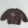 Milancel Spring Kids Kläder Hoodies Långärmad Söt Dinosaur Plus Fleece Bekväm Pullover TröjorHirt 220124