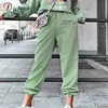 Kadınlar için Dicloud Rahat Kargo Pantolon Yüksek Bel Elastik Bayanlar Pantolon Pamuk Katı Streetwear Sonbahar Kış Kadın 201106