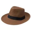 Chapeau de plage casquettes de paille vacances en plein air chapeau mode unisexe chapeaux été soleil plage herbe tresse Fedora Trilby large bord casquette de paille mer 7757811