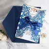 Glitzer-Hochzeitseinladungs-Grußkarten, Blume, hohl, lasergeschnitten, elegante Verlobungs-Hochzeitseinladungskarte mit Seil und Umschlag T9I001810