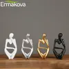 ERMAKOVA Thinker Statue Abstract Resin Sculpture Mini Art Decorative Desk Figurine Thinker Figures Office Bookshelf Home Decor 220212