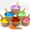 2 unids / set lindos niños bebé caramelo color helado cuencos taza tazón tazón postre reutilizable cremas tazón con cuchara niños vajilla