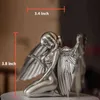 Figurines Miniatures argent ailes d'ange résine artisanat ornements de bureau ornements de jardin décor à la maison ange Cabochon 220113