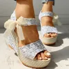 Sandalias MCCKLE para mujer, con cordones, punta abierta, cuñas, plataforma, elegantes, informales, para mujer, con correa en el tobillo, zapatos de tacón para mujer, verano 2020 Q1217