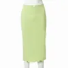 Jupes mi-longues taille haute vert frais Y2K, Streetwear esthétique, Sexy, moulante, fente, été, nœud blanc, jupe droite, tenues 220617
