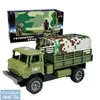 EMT TK2 afstandsbediening 4 kanalen off-road militaire vrachtwagen speelgoed, transporter heldere LED-verlichting afneembare schuur, kerstkind jongen cadeau, USEU