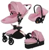 Strollers# High Quality Baby Stoller 3 In 1 Pram Landscape Fold PU Leather Kinderwagen Carriage Car Born Pushchair