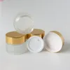 200 x 15 Frostglas-Cremegläser mit weißem Siegel, goldfarbenen schwarzen Deckeln für kosmetische Zwecke, 1/2 oz Make-up-Behälter. Gute Qualität