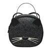 Women Round Messenger Bag Ladies PU Leather Cartoon Cat Sequin Shoulder Bags Ladies Crossbody Bags Bolsa Feminina #T1P