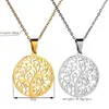 Chaînes 2021 à la mode évider arbre de vie en acier inoxydable collier pour femmes couleur argent déclaration bijoux Bisuteria Mujer