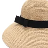 Nya raffia kvinnor halm sommarsol hattar för damer strand hatt mode handgjorda stora breda grim hink visir kepsar gåva y200602