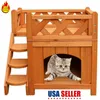 Pet Drewniany Kot Dom Żywy Dom Hodowla Z Balkonem 2 Warstwy Pet Meble Piecznicy Drewno Kolor Kryty Odkryty statek z USA