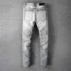 designers Jeans Amirrss men's Pants New US casual hip hop high street worn out and worn washed splash ink color painting Slim Fit Jeans Men's #804 EO7P