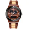 リアルウッドウォッチの男性デュアルタイムディスプレイデジタル木製腕時計レリジオマスカリノソリッドナチュラルウッドウォッチオスバックライトクロックl7255072