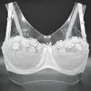 Yandw White Floral Mesh Lace Bralette Bras för Kvinnor Sexig Underkläder Dunge Tunna Tryck på Transparent 32 34 36 38 40 42 44 A B C D 201202