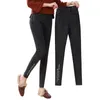 Jeans invernali da ricamo per le donne Pantaloni skinny in denim caldo elasticizzato Pantaloni addensati a matita a vita alta sottili Pantaloni femminili da autunno Jean 201030