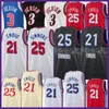 2021 새로운 조엘 21 embiaid 농구 저지 벤 25 Simmons Mens Allen 3 Iverson Mesh Julius 6 Retro 싼 육군 녹색