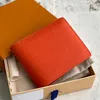 2022 Neue Designer-Geldbörsen 5A Top-Qualität aus echtem Leder Kurze Brieftasche für Männer Mode L0 Orange und hellblaue Geldbörse für Frauen mit Geschenkbox