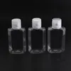 30ml 60ml Empty PET Plastic Hand Sanitizer Bottle with Flip Cap Transparent Square Shape Bottle WB3402