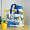 Borsa da donna in PVC trasparente Borsa da viaggio a tracolla da spiaggia Borsa trasparente riutilizzabile per la spesa Borsa Tote da toilette Lavaggio impermeabile P