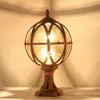 Vintage na zewnątrz Latarnia, czarne rustykalne zewnętrzne oprawy pocztowe, glob Globe Glass CHADE Filar Lampa do ogrodowej szlaku