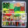 140 pz Kit di esche da pesca d'acqua dolce Scatola per attrezzatura da pesca con attrezzatura inclusa Esche per rana Cucchiai da pesca Esca per matita per acqua salata Grassh316A