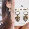 Pendientes colgantes de fresa, pendiente con letras de cristal, pendientes de diseñador con letras de marca, pendientes de marca para mujer, regalo con pasador