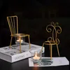 Candelabro en forma de silla de hierro INS, soporte de vela de mesa romántica para boda, accesorios, candelabro de oro negro, decoración del hogar