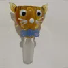 Creative Glass Bowl Gato Forma de gato 14 mm Acessórios para fumantes articulares de 18 mm para bongs Tubos de água de óleo de petróleo