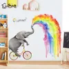 Creative Cartoon Elephant Rainbow Painting Wall Stickers for Kid039s Room Children039s Room Bedroom Decoration Large Wallpap5525700