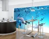 Papel tapiz 3d de animales, papel tapiz 3d para el hogar, pared de fondo de delfines y océano azul, decoración interior atmosférica Premium, papel tapiz 3d