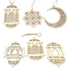 Ramadan Träinredning Eid Mubarak Muslim Ramadan Moon Star Plate Hollow Pendant Islamic Festival Event Party Favor Sn1931