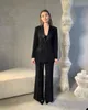 Coola svarta damer passar för bröllopsmotor av bruden Blazer Wide Leg Set Evening Party Tuxedos Street Wear 2 stycken