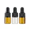 Colorful 2ml Mini Glass Bottles Small Serum Perfume Dropper Bottles With Black Cap Glass Vial Bottle In Stock