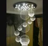 Lampadario di cristallo moderno K9 per scale 11 pezzi Grande sfera di cristallo Lampada a LED Design a spirale Apparecchi di illuminazione per soggiorno