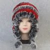 Russo inverno reale paraorecchie cappello delle donne lavorato a maglia genuino Skullies Cap fai da te caldo morbido Rex Rabbit Fur Berretti Berretti Y201024216B